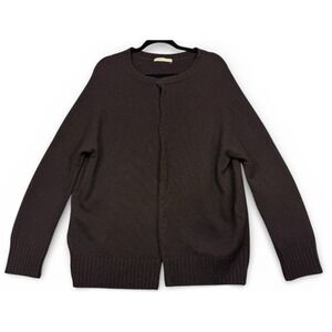Gentry Portofino Cashmere Cardigan Sweater Womens XL Dark Brown Button Up Knit